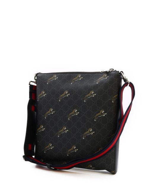 Gucci GG Supreme Tigers Messenger Bag in Black for Men Lyst UK