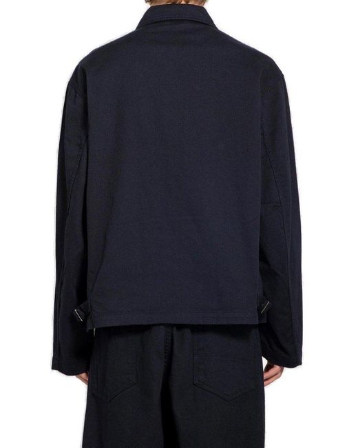 Yohji Yamamoto Blue R-single Zipped Shirt Jacket for men