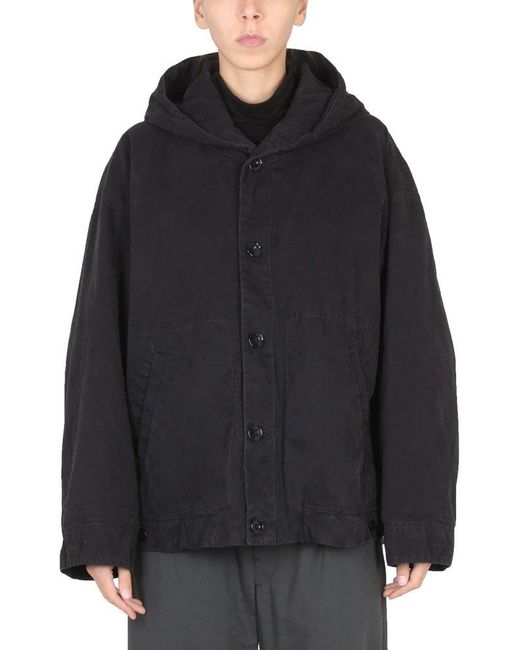 Lemaire Black Cotton Jacket With Hood