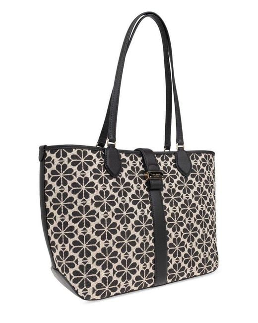 Kate Spade Black Spade Flower Jacquard Medium Open Tote Bag