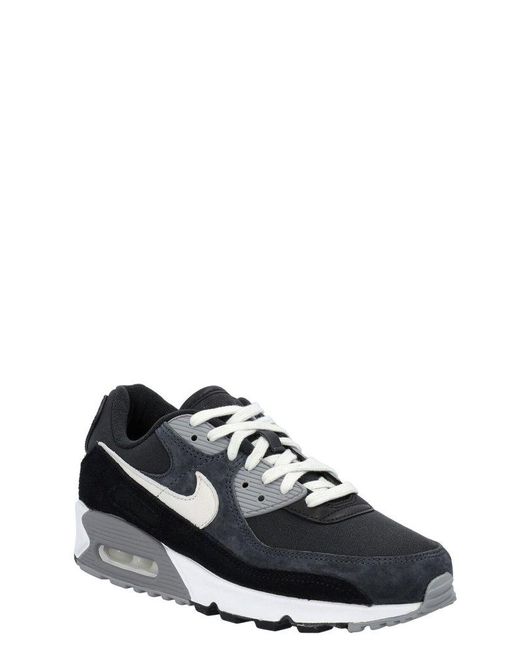 Nike Leather Air Max 90 Lace-up Sneakers in Black for Men | Lyst