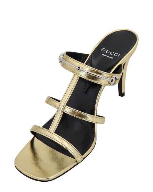 Gucci Metallic Slim Horsebit Slide Sandals