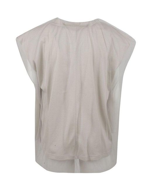 Fabiana Filippi Gray Sheer Overlay Cap-Sleeved T-Shirt