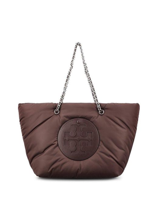 Tory Burch Brown Logo Patch Padded Tote Bag