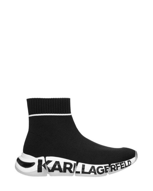 Karl Lagerfeld Black Logo-print Knitted-upper Sock Sneakers