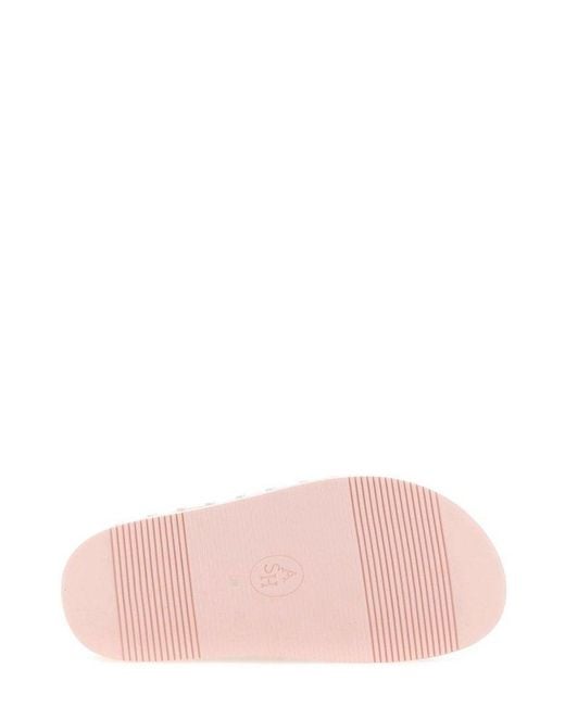 Ash Pink Stud Embellished Bow-detailed Sandals