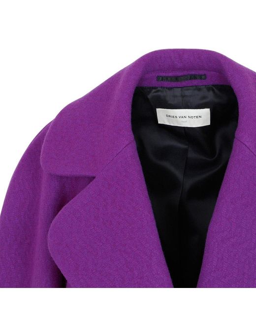 Dries Van Noten Purple Wool Coat