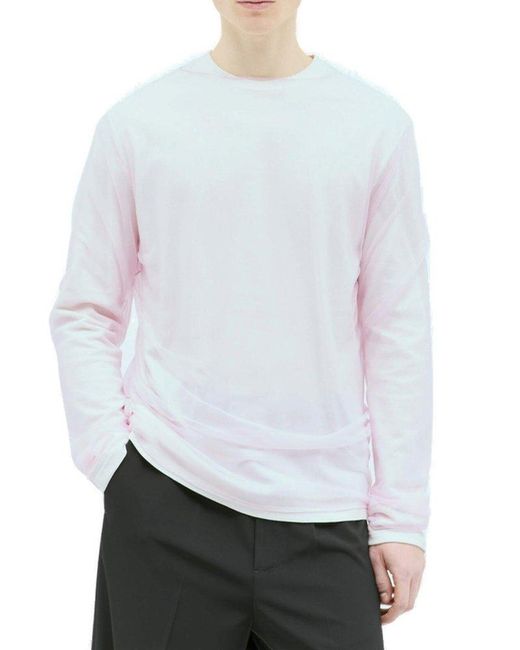 Jil Sander White Logo Printed Long-sleeved T-shirt for men