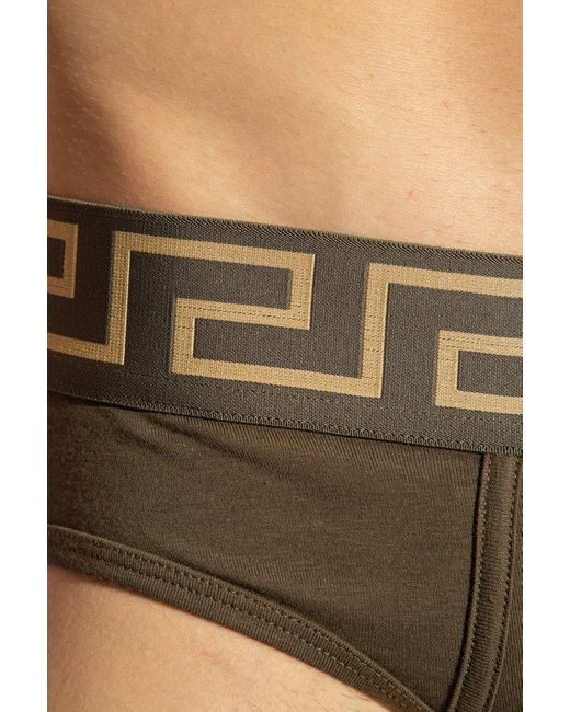 Versace Green Briefs With Logo, for men