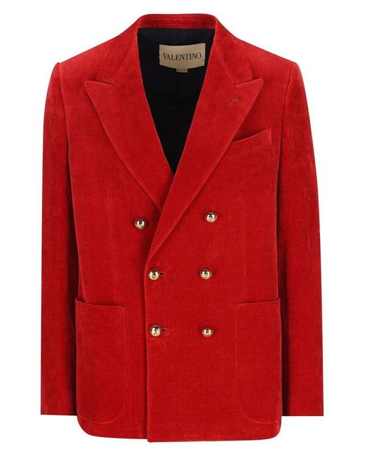 Valentino Red Double-Breasted Long-Sleeved Jacket for men