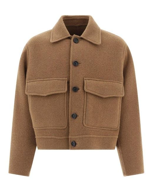 AMI Brown Double Face Button-up Jacket for men