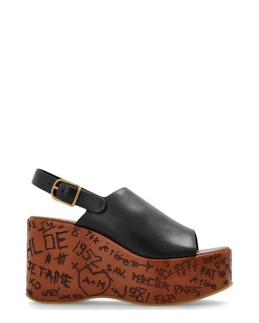 Chloé Brown Maxime Wedge Sandals