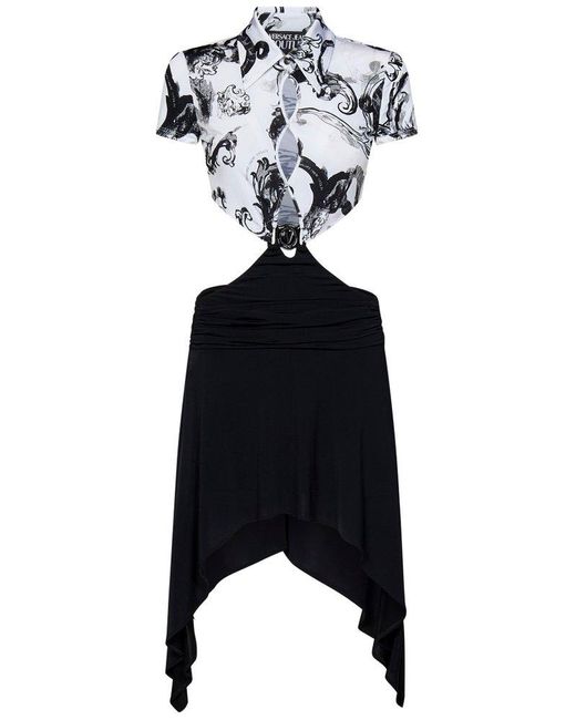 Versace Black Watercolour Couture Mini Dress