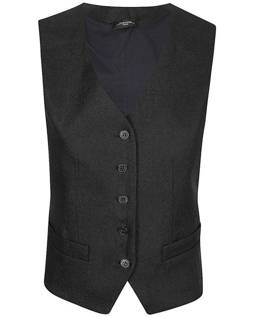 Weekend by Maxmara Black Buttoned V-neck Gilet