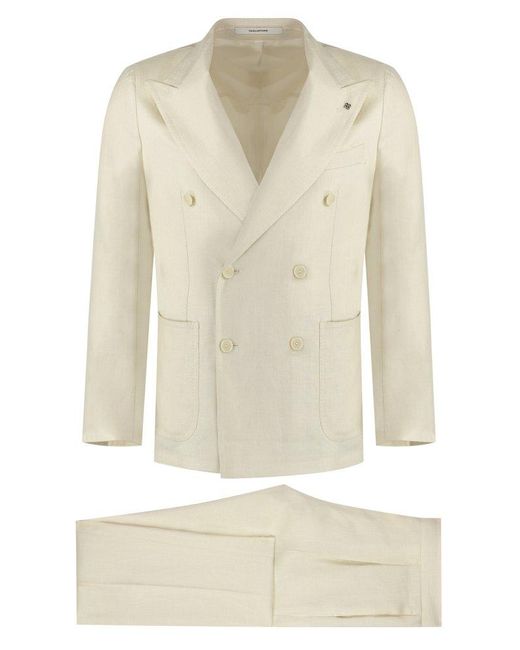 Tagliatore White Double-breasted Two-piece Suit Set for men