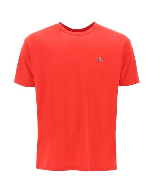 Vivienne Westwood Red Classic T Shirt With Orb Logo for men