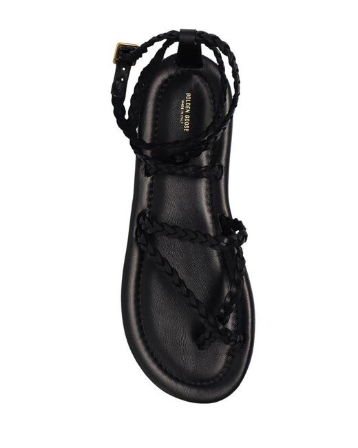 Golden Goose Deluxe Brand Black Penelope Braided Flat Sandals