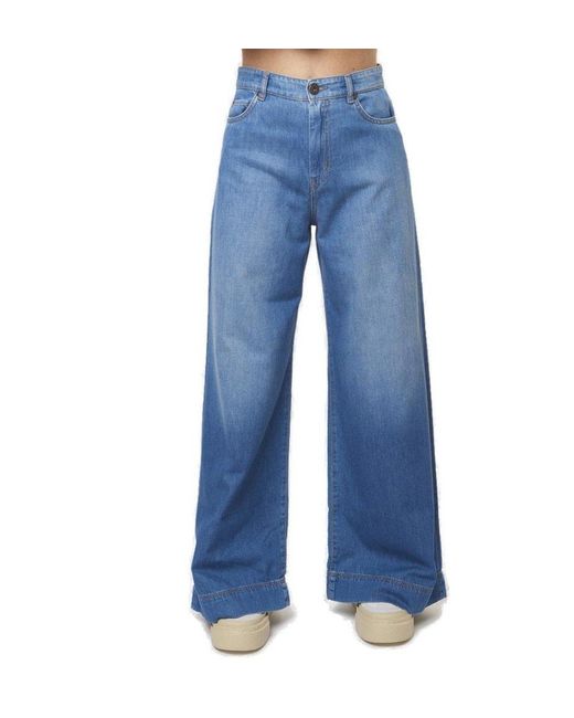 Weekend by Maxmara Blue Logo Patch Flared Jeans