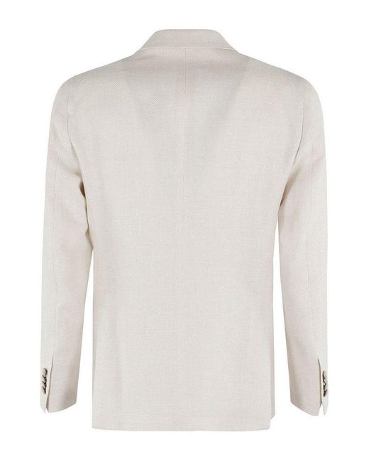 Tagliatore Natural Double Breasted Button T9 Wool Linen Jacket for men