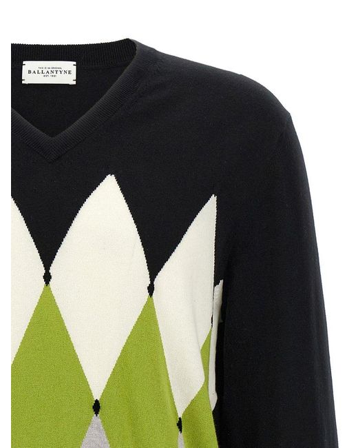 Ballantyne Blue Check Patterned Long-Sleeved Jumper for men