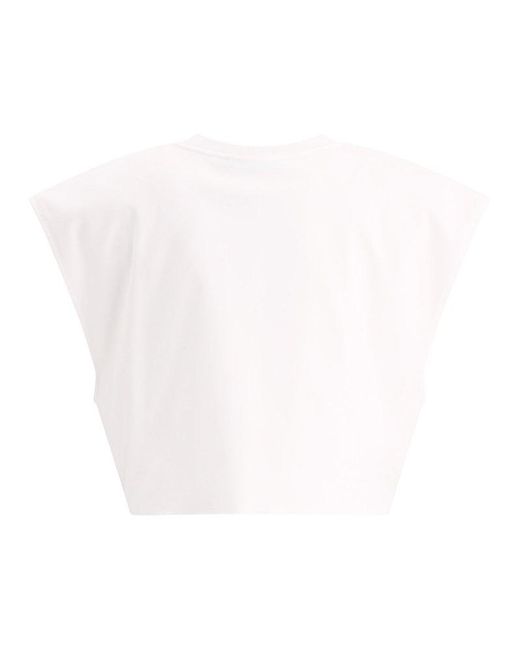 Dolce & Gabbana White Cropped Jersey T-Shirt With Dg Logo And Rose-Embroidered Patch
