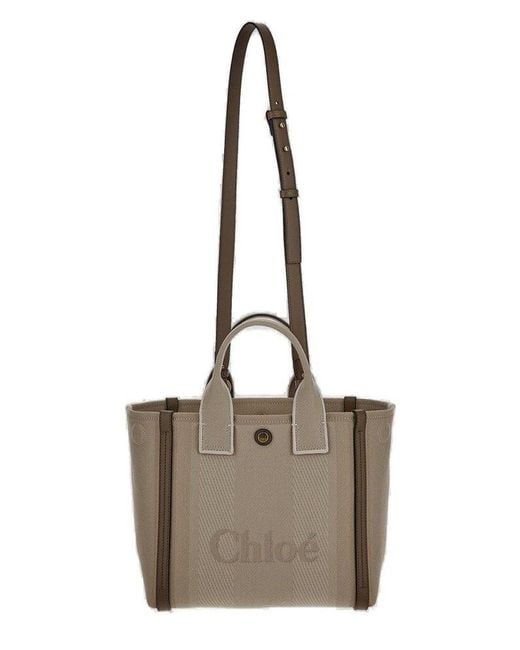 Chloé Natural Logo Detailed Small Tote Bag