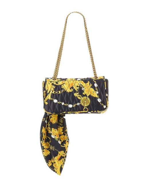 Versace Jeans Metallic Chain Couture Print Small Shoulder Bag