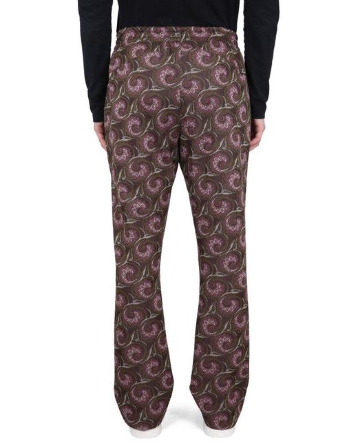 Needles Black Pintuck Graphic Printed Trousers for men