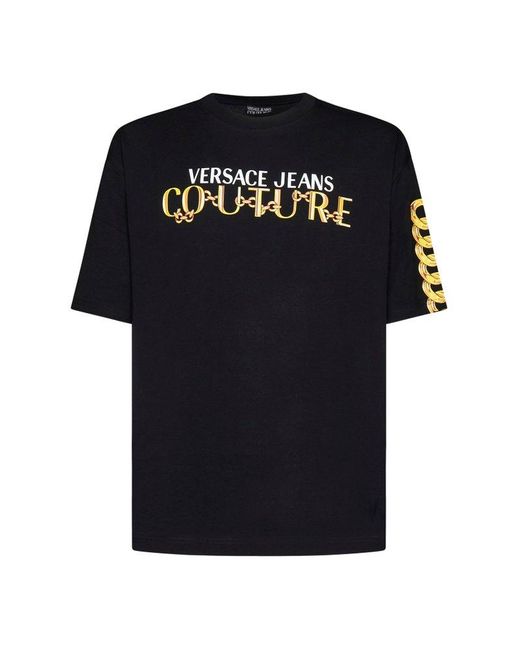 Versace Black Logo Printed Crewneck T-shirt