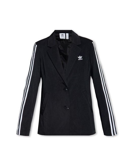 Adidas Originals Black Logo Embroidered Single-breasted Blazer for men