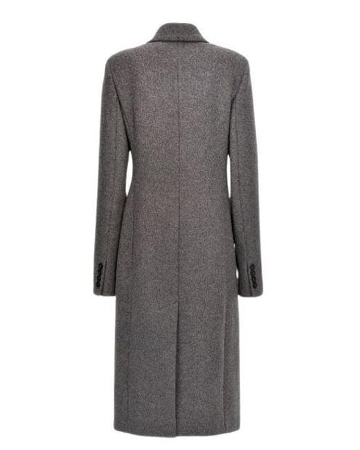 Sportmax Gray Double-breasted Long-sleeved Coat