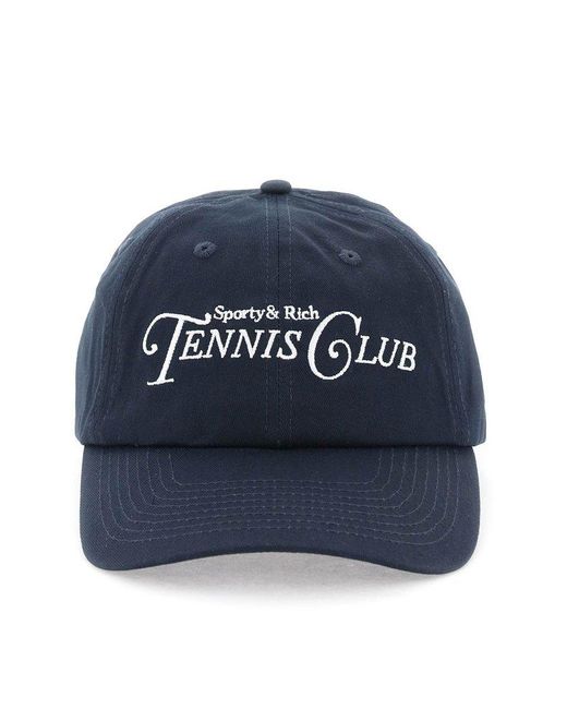 Sporty & Rich Blue Embroidered Lettering Baseball Cap
