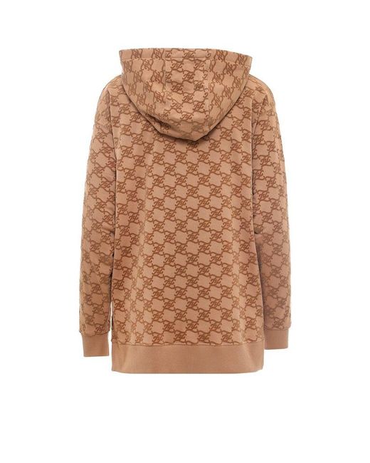 Fendi Brown Allover Logo Printed Drawstring Hoodie