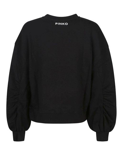 Pinko Black Crewneck Eyelet Detailed Sweatshirt