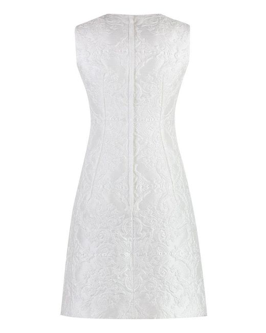 Dolce & Gabbana White A-line Mini Brocade Dress