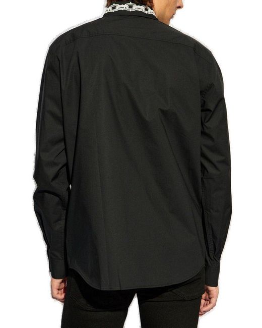 Versace Jeans Couture Black Chain-Link Printed Shirt for men