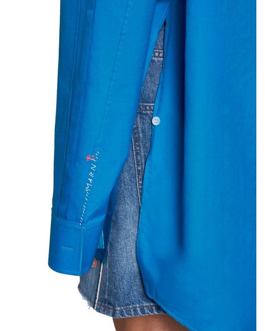 Marni Blue Buttoned Long-sleeved Shirt