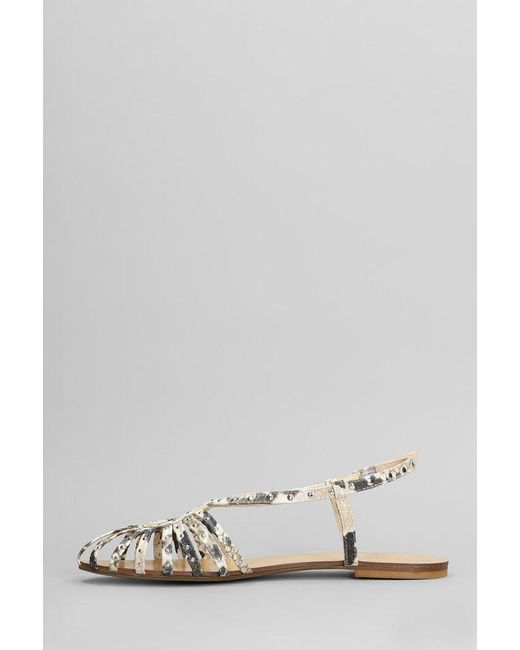 Anna F. White Camelia Studded Caged Design Sandals