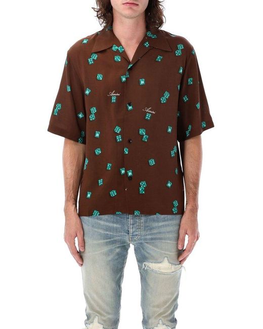 Amiri Black Decorative Printed Short-sleeved Shirt for men