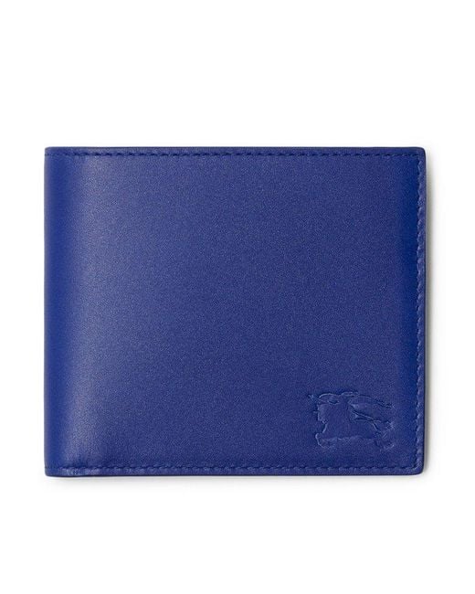 Burberry Blue Leather Ekd Bifold Wallet for men