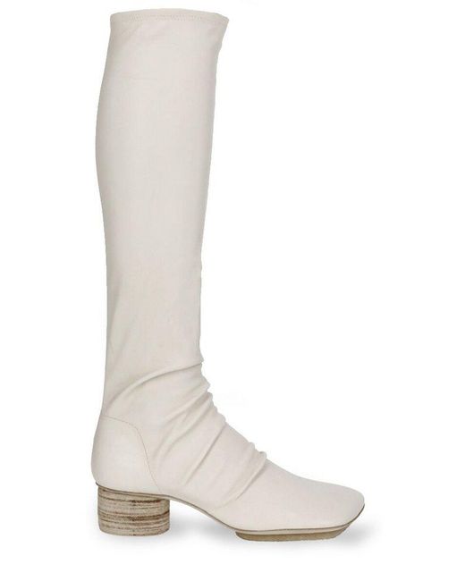 Uma Wang White Square-toe Knee-length Boots