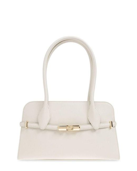 Furla White Goccia Arch Logo Medium Handbag
