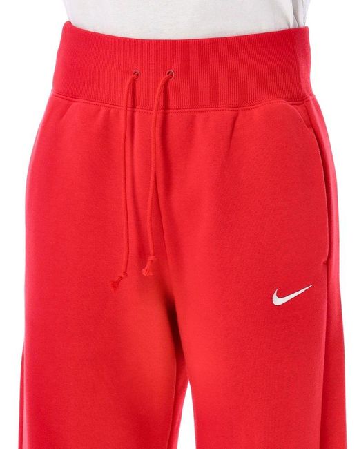 Nike Red Logo Detailed Wide Leg Trousers