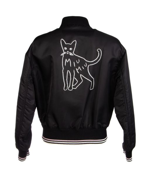 Miu Miu Black Cat Embroidered Bomber Jacket