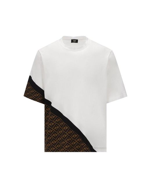 Fendi White T-shirt L.j. Diagonal Ff for men
