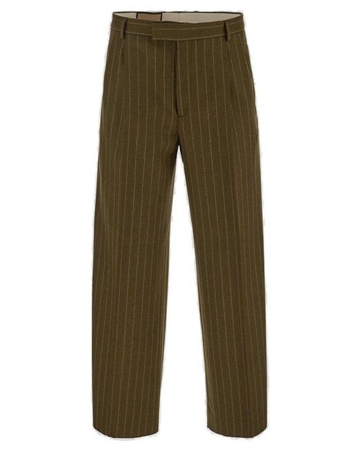 Gucci Green Stripes Wool Trousers for men