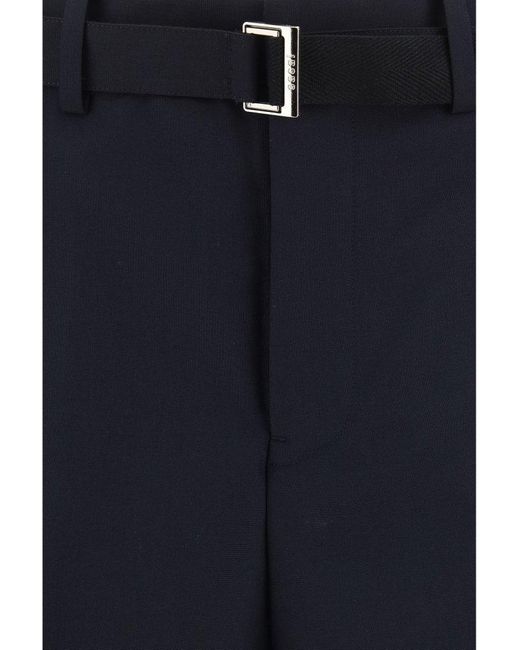 Sacai Blue Belted Tailored Trousers for men
