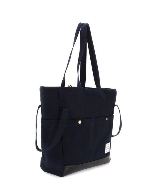 Thom Browne Black Canvas Tote Bag With Handles And for men
