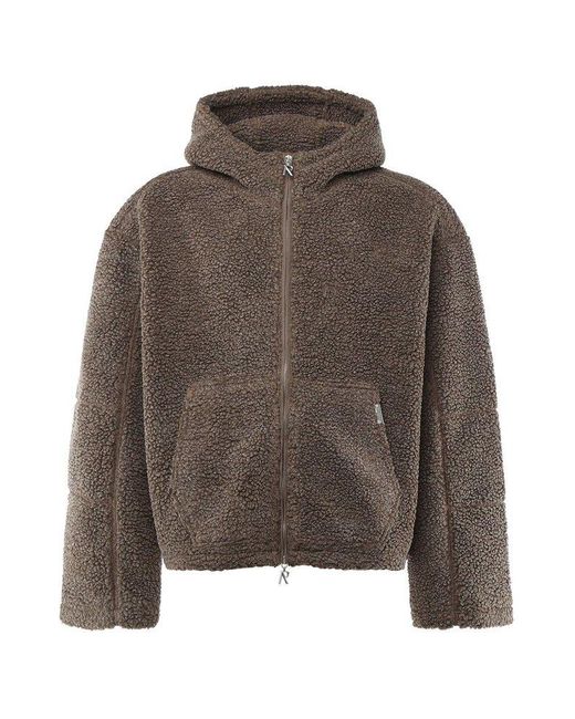 Represent Brown Zipped Fleece Jacket for men