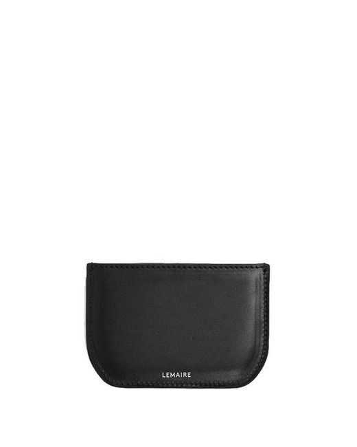 Lemaire Gray Calepin Card Holder Black In Leather